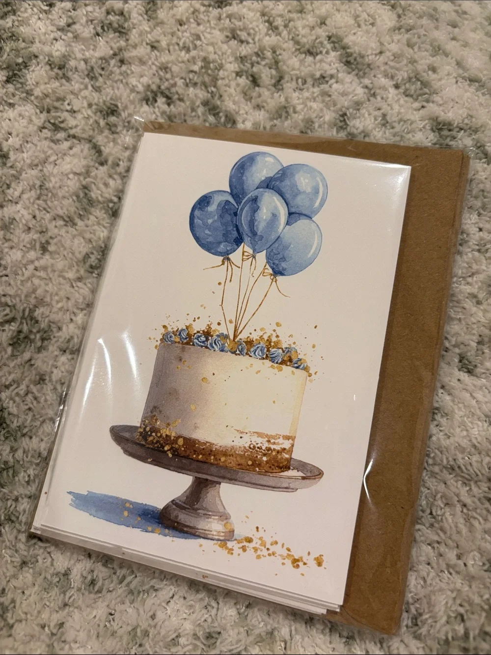 Blue Balloons Celebration Cakes Greeting Cards Set 6 NWT blank inside, variety